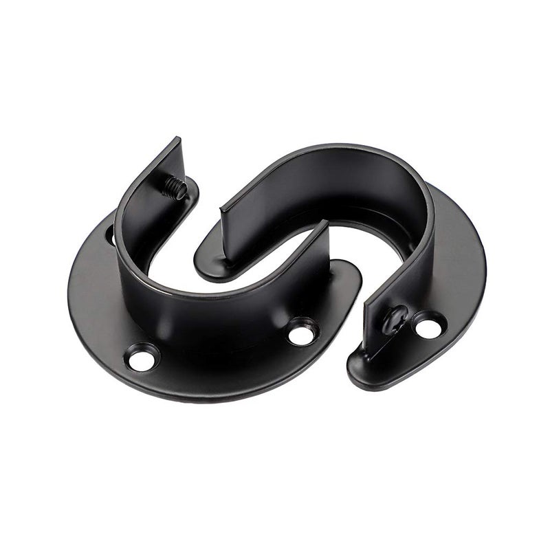 OwnMy 4 Packs Closet Rod End Supports Brackets 1-1/2" Diameter, U Shaped Stainless Steel Closet Pole Sockets Flange Rod Holder for Closet Wardrobe Shower Curtain (Black) - Image 3